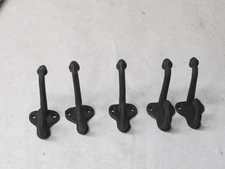 Lot of 5  Vintage style Cast Iron Acorn Coat & hat Hook