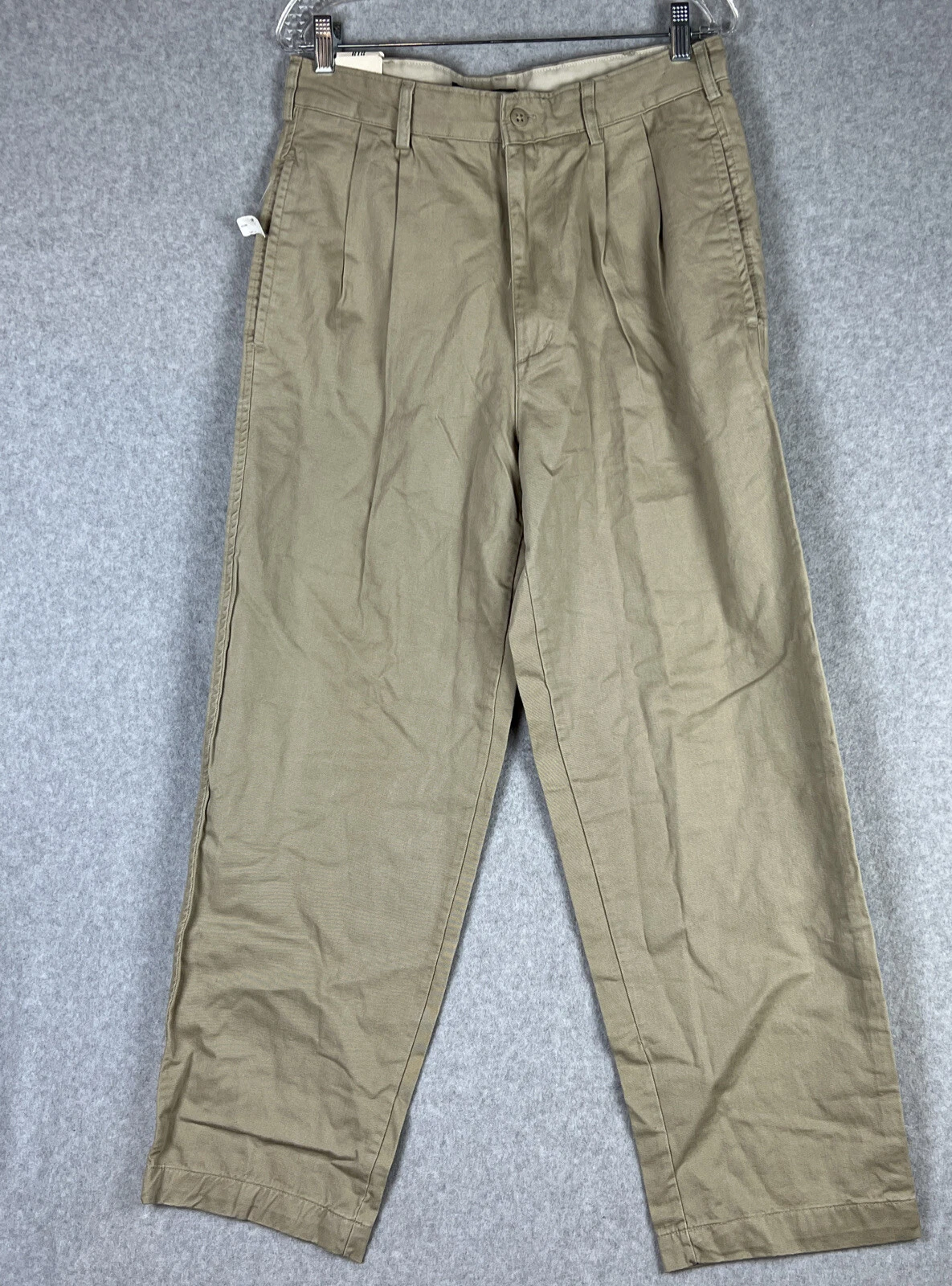 J Riggings Beige Khaki Pleated Classic Twill Pants - Mens Size W33x 30L NWT