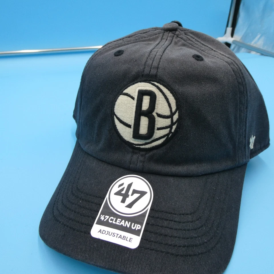 Brooklyn Nets Hat Mens Strap '47 Brand Black Faded Cap Basketball NBA Team New - Image 3 of 4