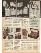 1965 Ronson, Bentley, Scripto, Zippo Lighter, Humidors Double Sided Sears Advert