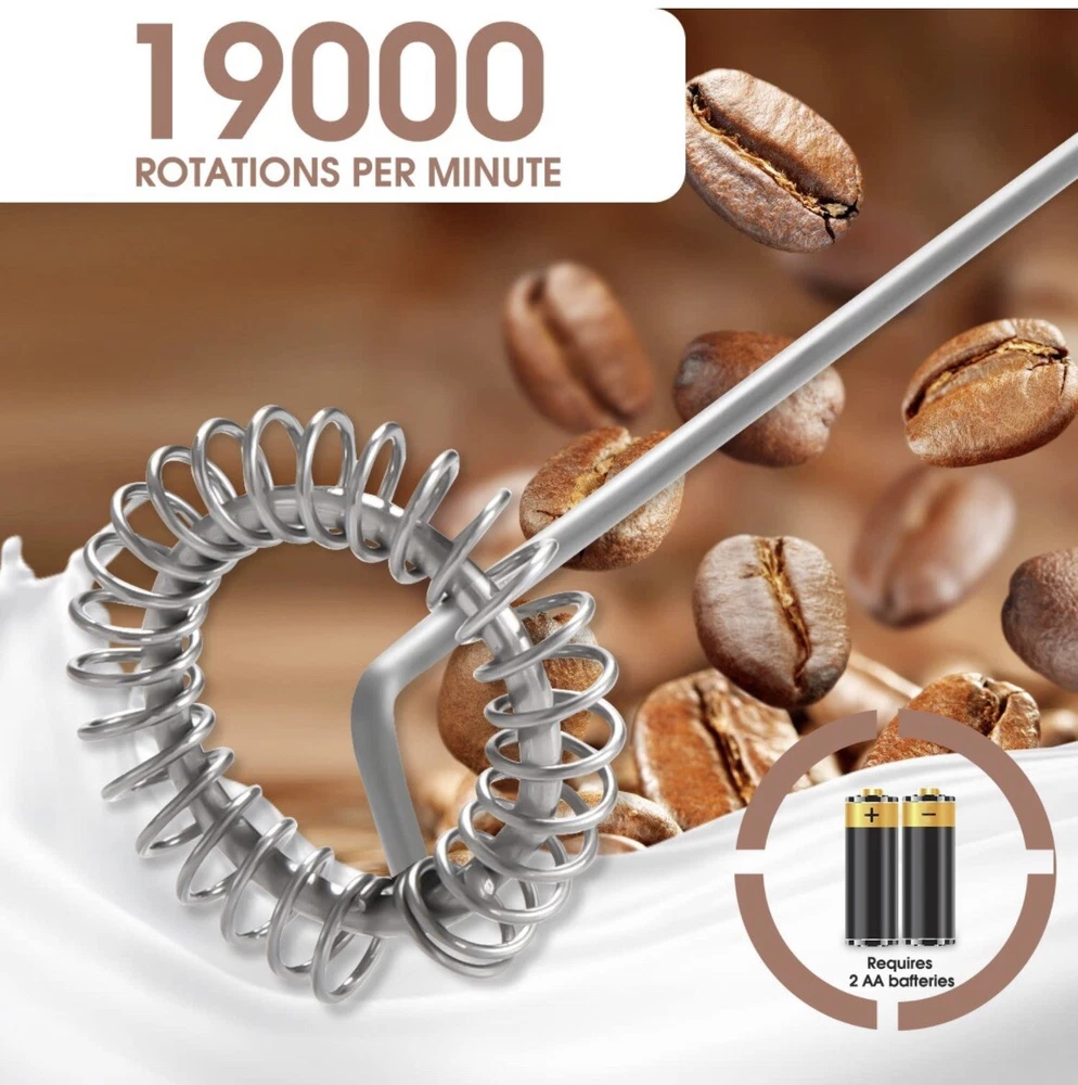 Milk Frother Handheld Battery Operated Electric Whisk Beater Foam Maker.
