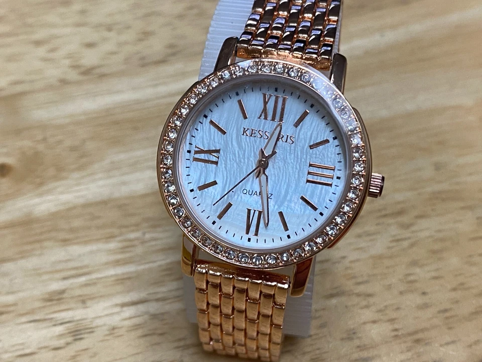 Reloj de Cuarzo Analógico Express Dama Tono Oro Rosa Estrás Sin Usar ~ Batería Nueva Foto 2 de 4