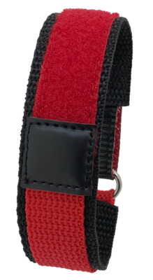 Red 18 / 20 / 22mm Wrap Around Hook & Loop Sports Nylon Canvas Watch Strap.