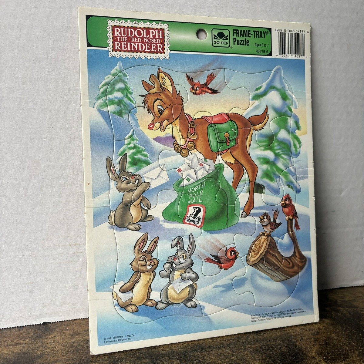 Vintage 1993 Rudolph The Red-Nosed Reindeer Frame Tray Puzzle