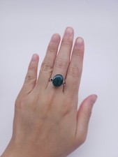 925 Sterling Silver Green Gemstone ring Size 7