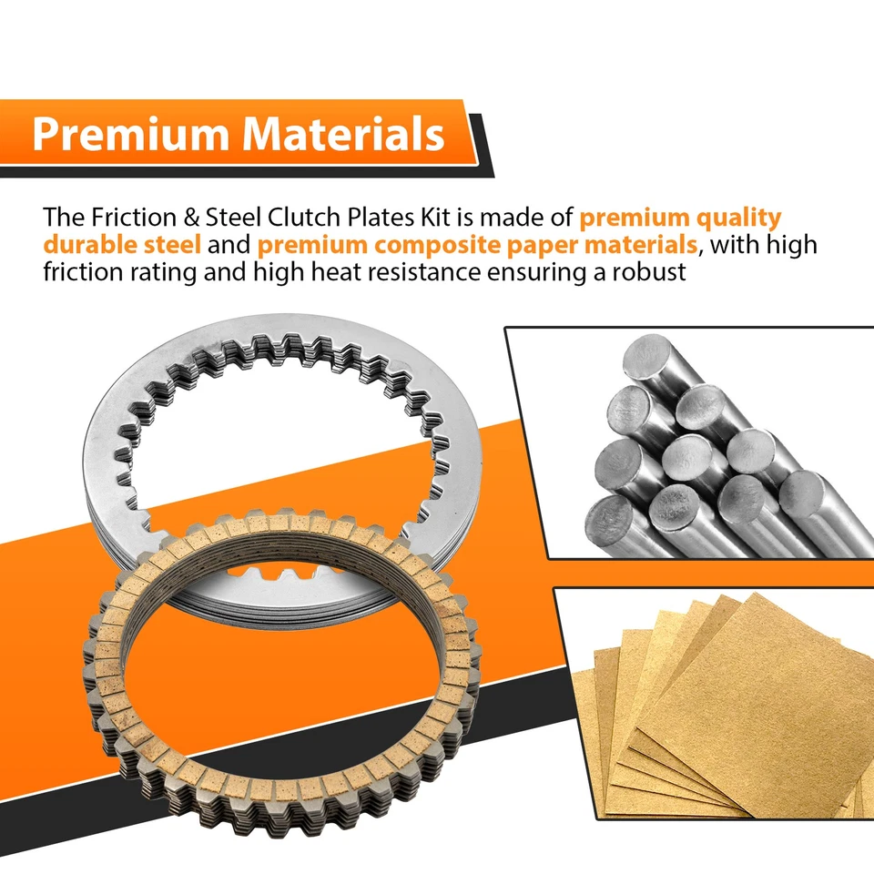 Steel Extra Clutch Plate Friction Kit For Harley 1994-1997 Davidson Evolution - Image 3 of 4