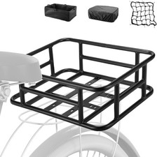 Rear Bike Basket with Cargo Net and Liner Waterproof Cover Large Capacity Steel