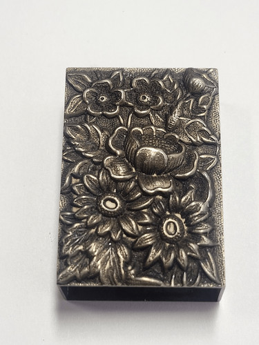 Antique S. Kirk & Son Sterling Silver Match Box Cover Repousse Floral Design