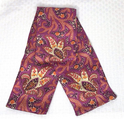 Talbots NWT 100% Silk Boho Scarf Hair Bag Tie 4x64'' Vibrant Paisley Pink Orange