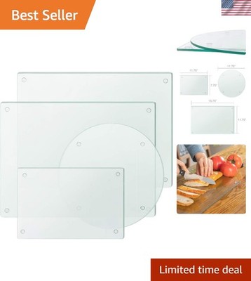 Multi-Function Clear Glass Cutting Boards - Set of 4 for All Kitchen Needs