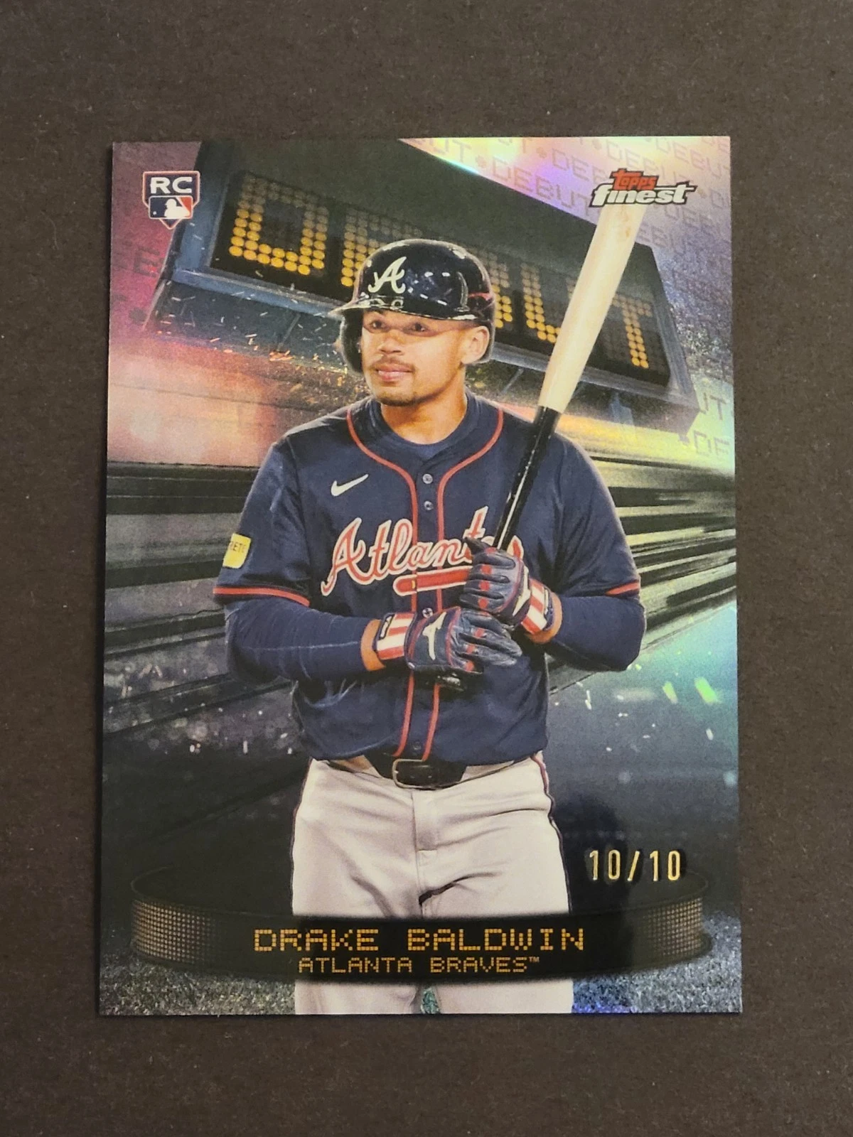 2025 Topps Finest Drake Baldwin RC Debut Black Refractor #10/10 Atlanta Braves