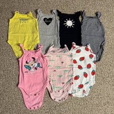 Baby Girl Sleeveless Bodysuit Lot 7pc Minnie Strawberry Sun Carter's 6 Months