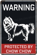 Tin Metal Signs Warning Protected By Chow Chow Beware Of Dog Sign Aluminum Sign
