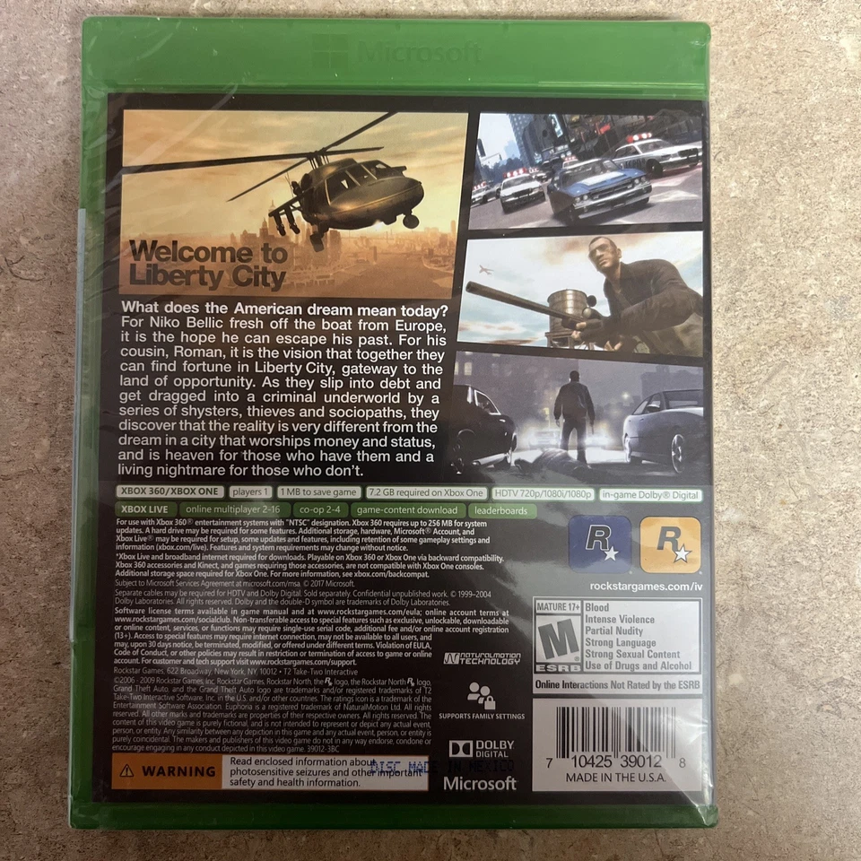 Grand Theft Auto IV para Xbox One/Xbox 360 nuevo sellado de fábrica Foto 3 de 3