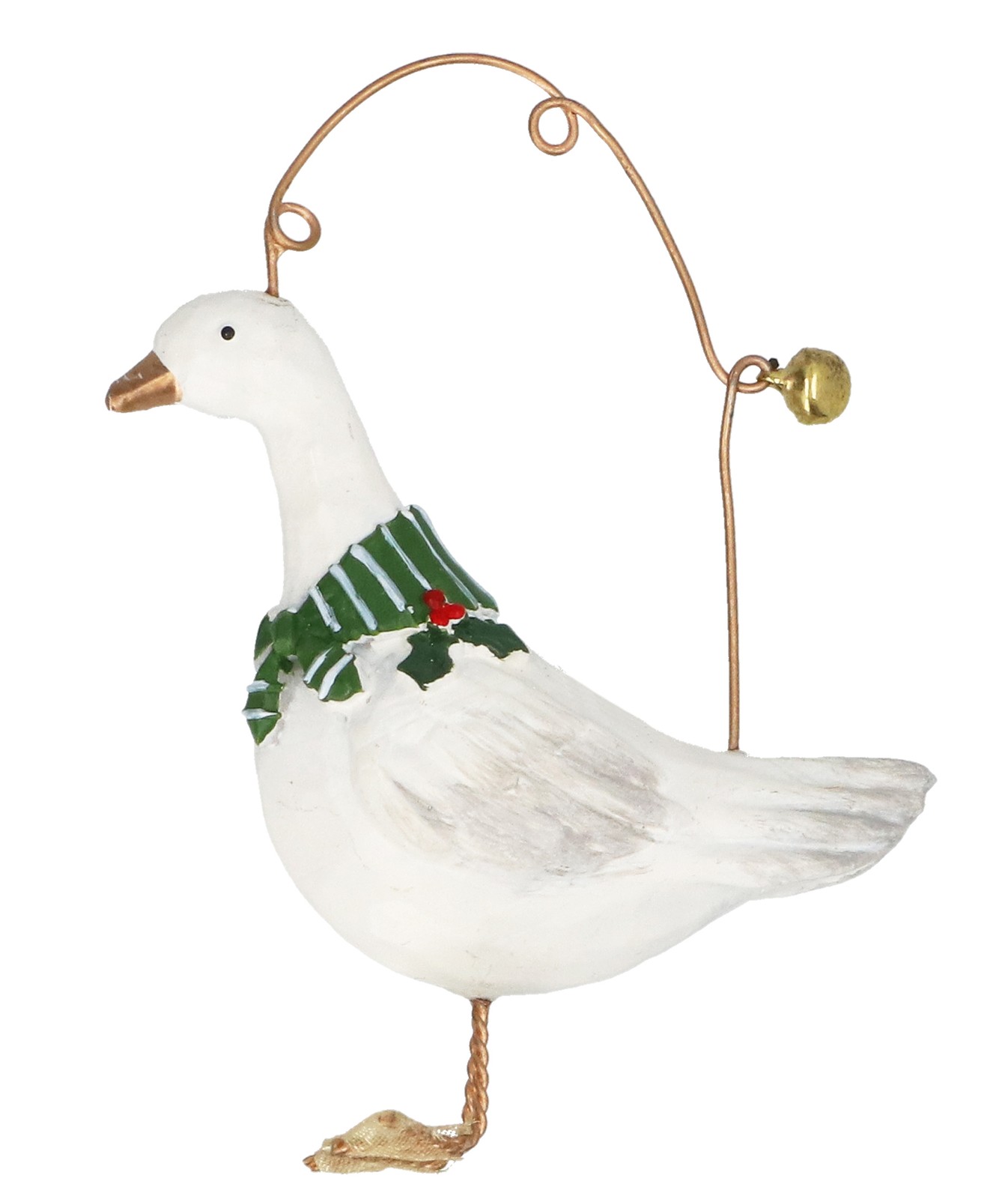 Gisela Graham Goose Christmas Tree Decoration White Goose with Scarf Resin 7cm