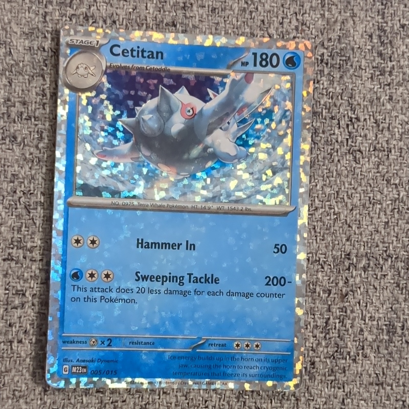 Pokémon Cetitan Holo 005/015 Stage 1 English HP180 Terra Whale TCG Card