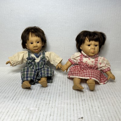 Two GIGO Gi-Go Toys Expression Baby Dolls 10'' Expressions Sad & Happy Face