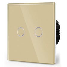 BSEED Touch Light Switch 2 Gang 2 Way Glass Panel Cross Switchable Wall Light