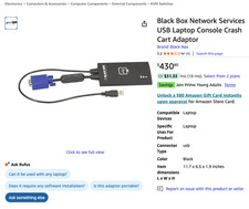 Black Box USB Laptop Console Crash Cart Adapter KVT100A MAC/PC Remote Desktop