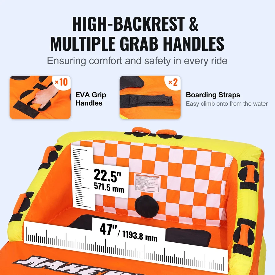 Aufblasbarer Tube Towable Schleppschlauch Boote Decksitzen Rückenlehne - Bild 2 von 4