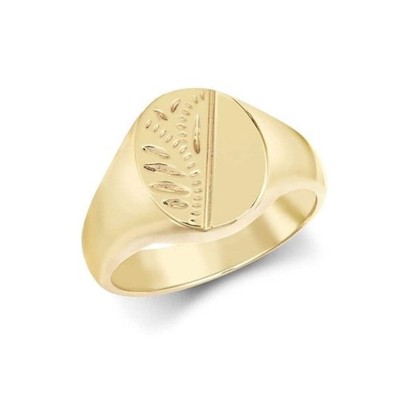 (AGJJN) Siegelring 9 kt Gelbgold Diamantschliff ovale Form NEU