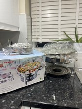 4.5L Round Chafing Dish With Glass Lid Buffet Stainless Steel Food Warmers Party