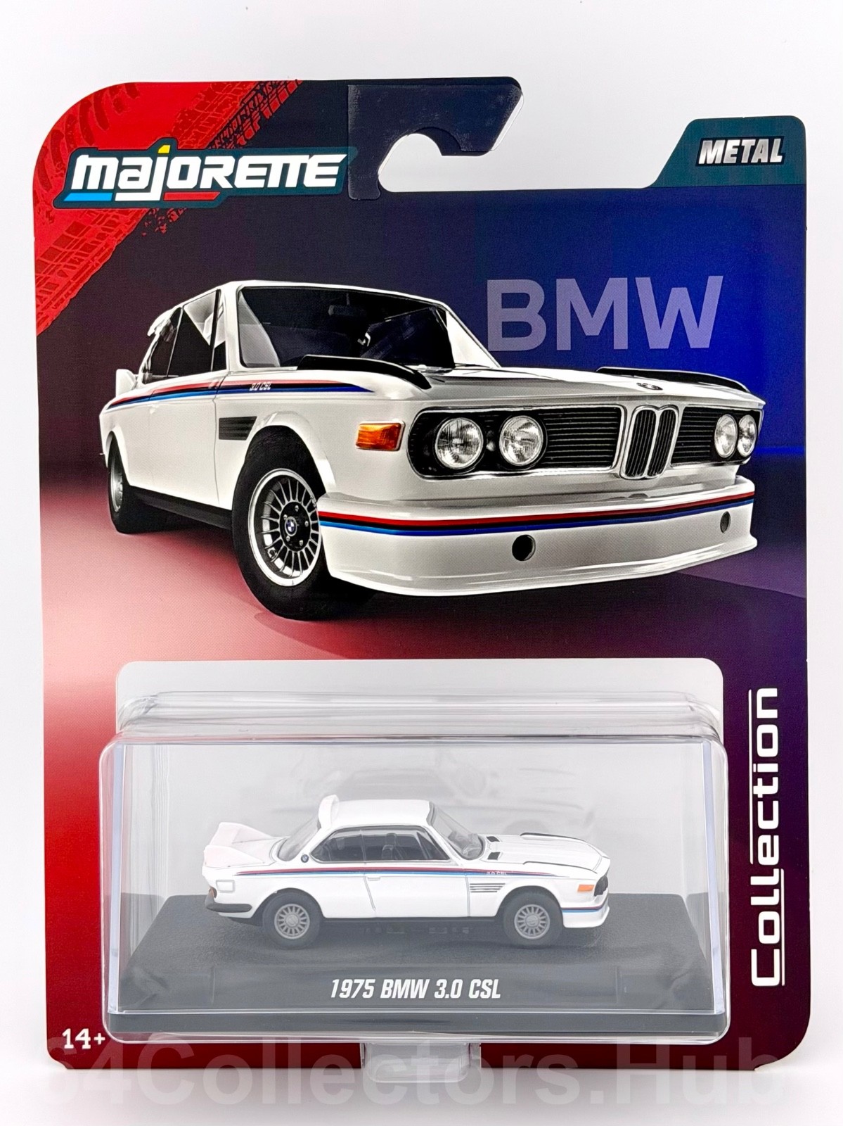 Majorette Collection - 1975 BMW 3.0 CSL (White) - Metal Chassis- 1:64 Scale