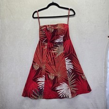 Gap Stretch Red Tropical Palm Print Fit and Flare Sundress Size 6 Floral Party