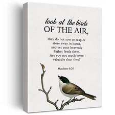 LEXSIVO Bible Verse Matthew 6:26 Print Canvas Wall Art Home Office Decor Look...