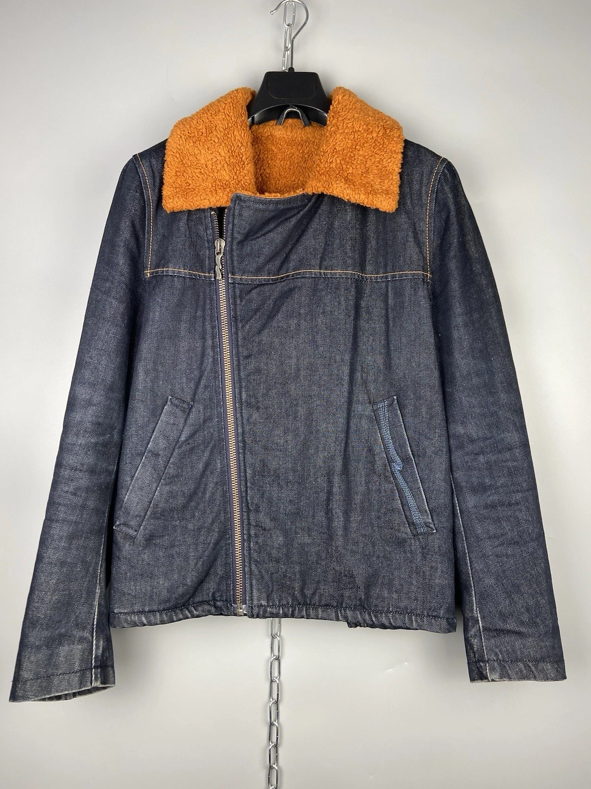 Nudie Jeans Co Mens Cotton Full Zip Blue Denim Trucker Jacket Size S