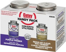 Oatey 30246 4 oz. PVC Regular Clear Cement and 4 NSF Purple 4 oz.,