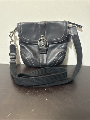 Coach Vintage Y2K Small Black Leather Soho Shoulder/Crossbody Hobo Flap Purse