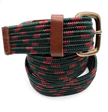 Gap Women  s Belt Small Green Leather Tabs Woven Hipster Peasant Hike Camp