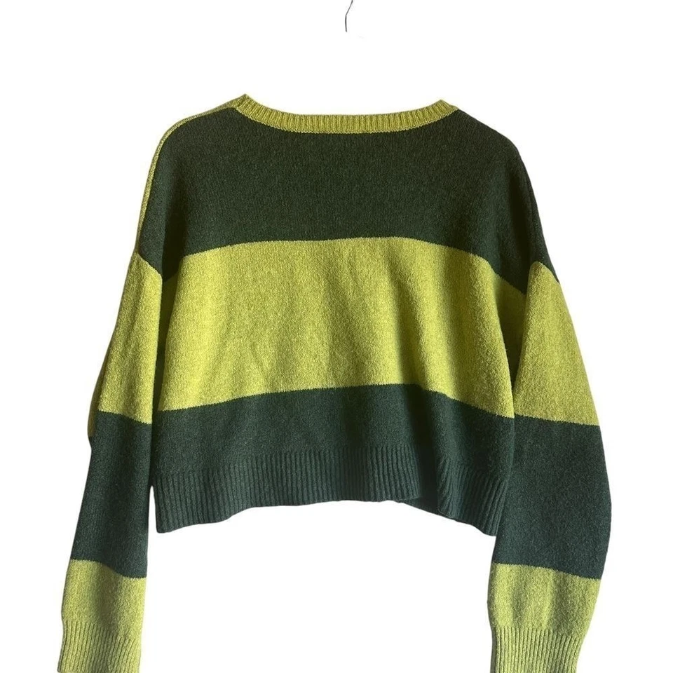 Suéter Doble Cero Tejido Bloque de Color Recortado Gran Tamaño Gorpcore Abuela Mediano Foto 3 de 4