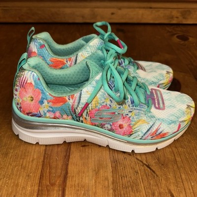 Skechers Fit Womens Spring Essentials Shoe Tropical Floral Print Sneakers Size 8