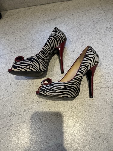 Moda in Pelle Women's Animal Print And Red Peep Toe Stiletto Shoes Size EUR 40 - Picture 2 of 13
