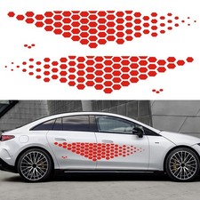1 Pair 65 Car Universal Racing Honeycomb Side Stripes Decal Vinyl Waterproo...
