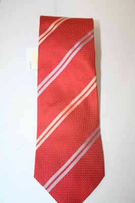 Micky Milano Handmade 100% Pure Silk Tie Red Striped Neiman Marcus NWT