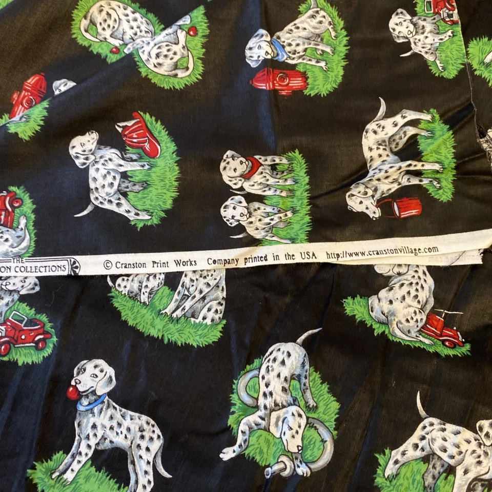 Cranston de tela de algodón para perros cachorros de estación de bomberos dálmata de colección por media yarda Foto 3 de 4