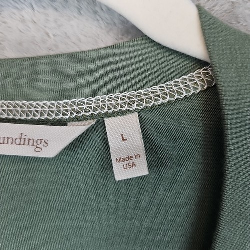 Soft Surroundings Top Womens Size L Green Waffle Knit Asymmetrical Rayon Stretch - Picture 4 of 8