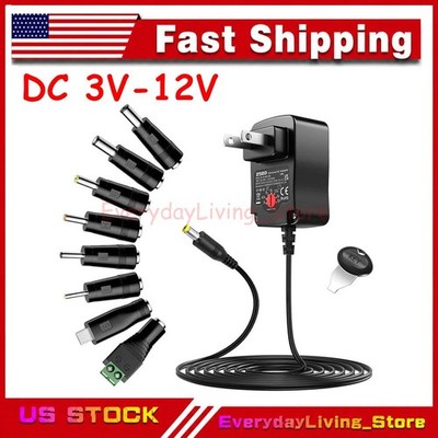 12W 3V-12V Universal AC Adapter Power Supply Wall Charger Cord for DC Charger US