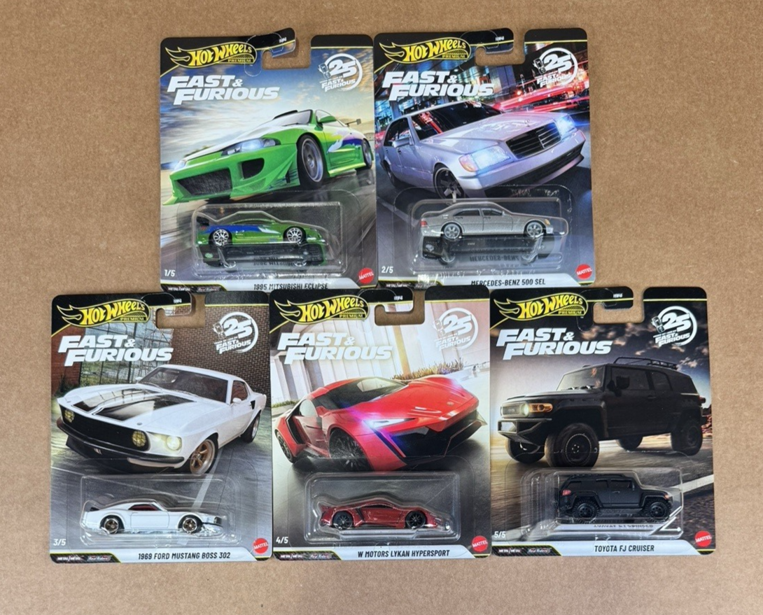 Hot Wheels Premium 2026 Fast & Furious 25th Anniversary Set of 5