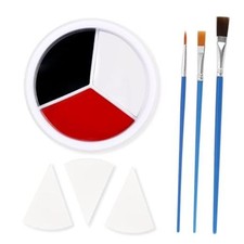 3 Colors Face Body Paint  3pcs Sponge  3pcs Brush,  Full Black White Red