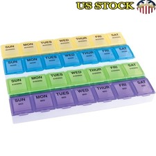 Transparent Pill Organizer 4 Dose Daily Planner BPA Free Medication Storage New