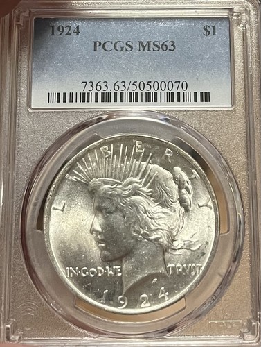 1924 PCGS MS63 Peace Silver Dollar