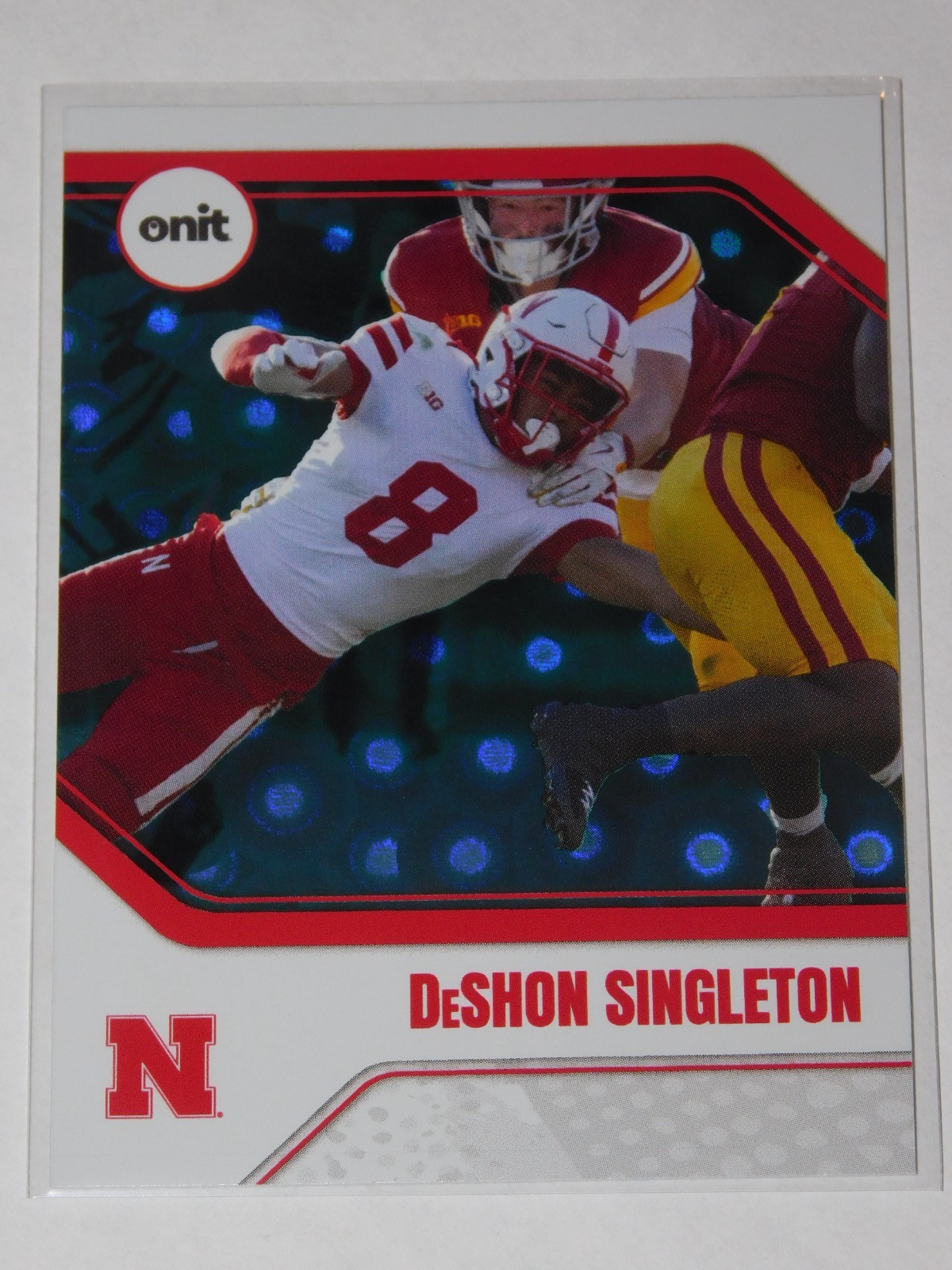 2025 ONIT NEBRASKA CORNHUSKERS TEAL DOT PARALLEL DESHON SINGLETON CARD #P-4
