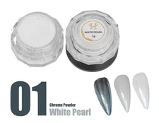 Hang Nail Product Nail Product New Chrome Effects Powder White Pearl Jar #1