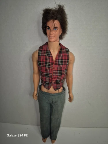 VTG Mod Hair Ken Barbie Doll 1968 Brunette Rooted Hair Blue Eyes