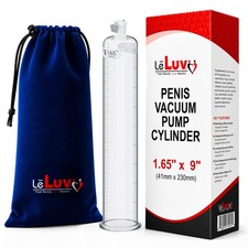 LeLuv Penis Vacuum Pump Cylinder 1.65" x 9" Seamless Untapered Clear Acrylic...