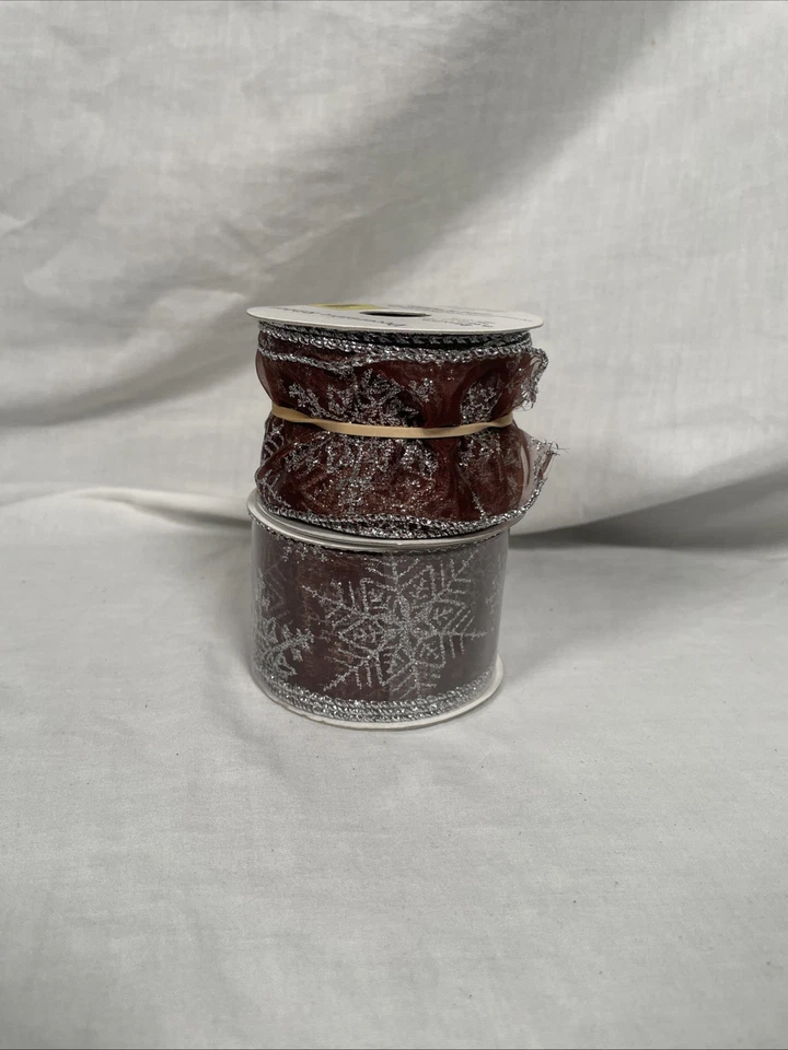 Lot 5 Mixed Ribbons - Snowflakes, Copper, Silver, & Cheetah | Christmas & Craft - Image 4 of 4